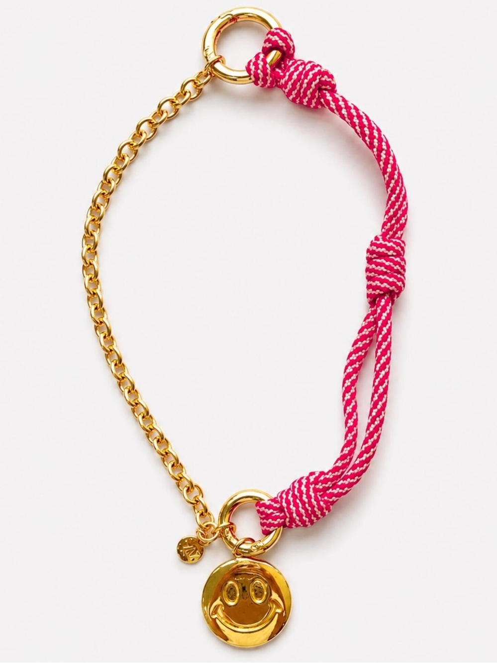 New Mayamar Gold Smile bag charm with Pink Rope